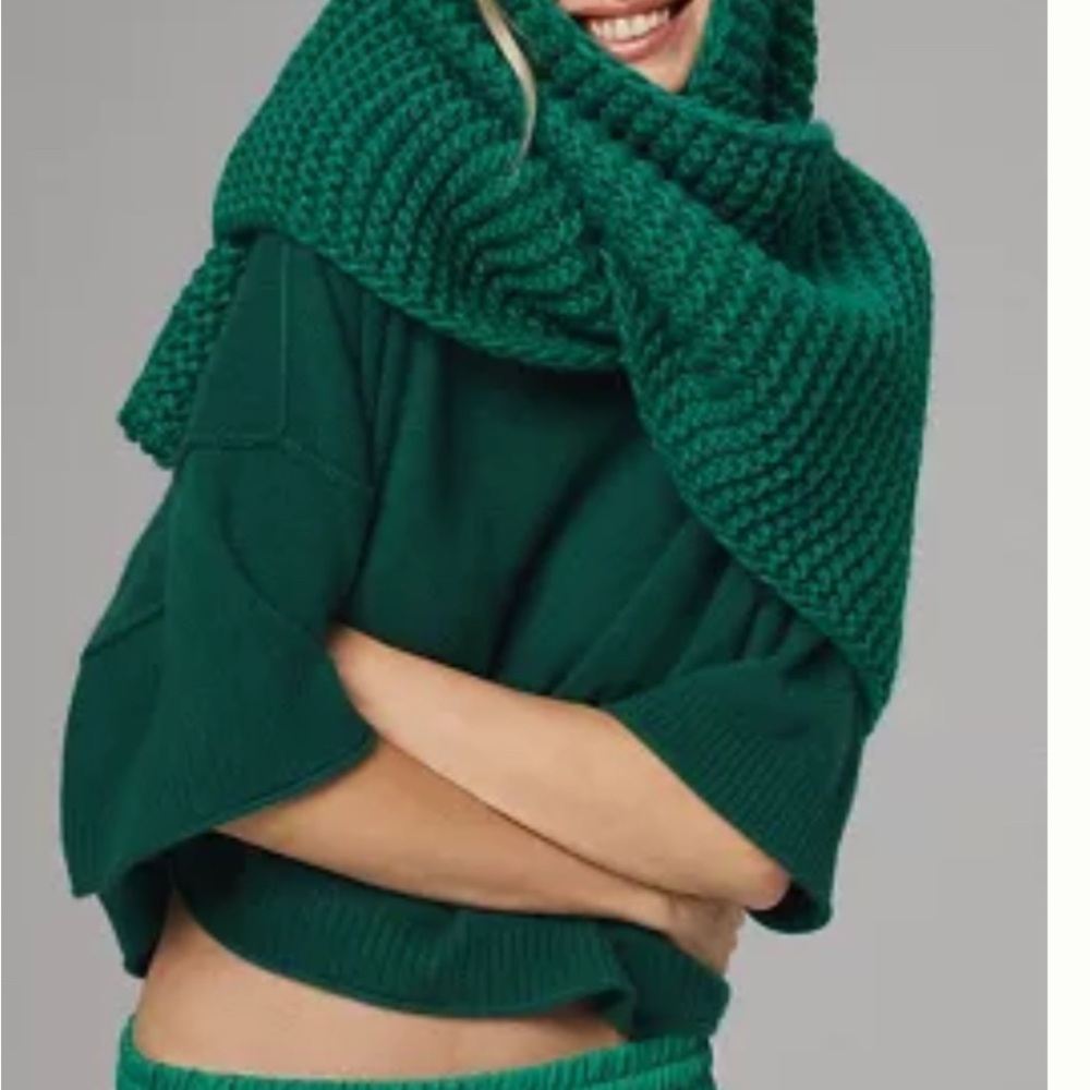 Anthropologie The Goldie Crew-Neck Cashmere Sweater Size Medium Kelly Green